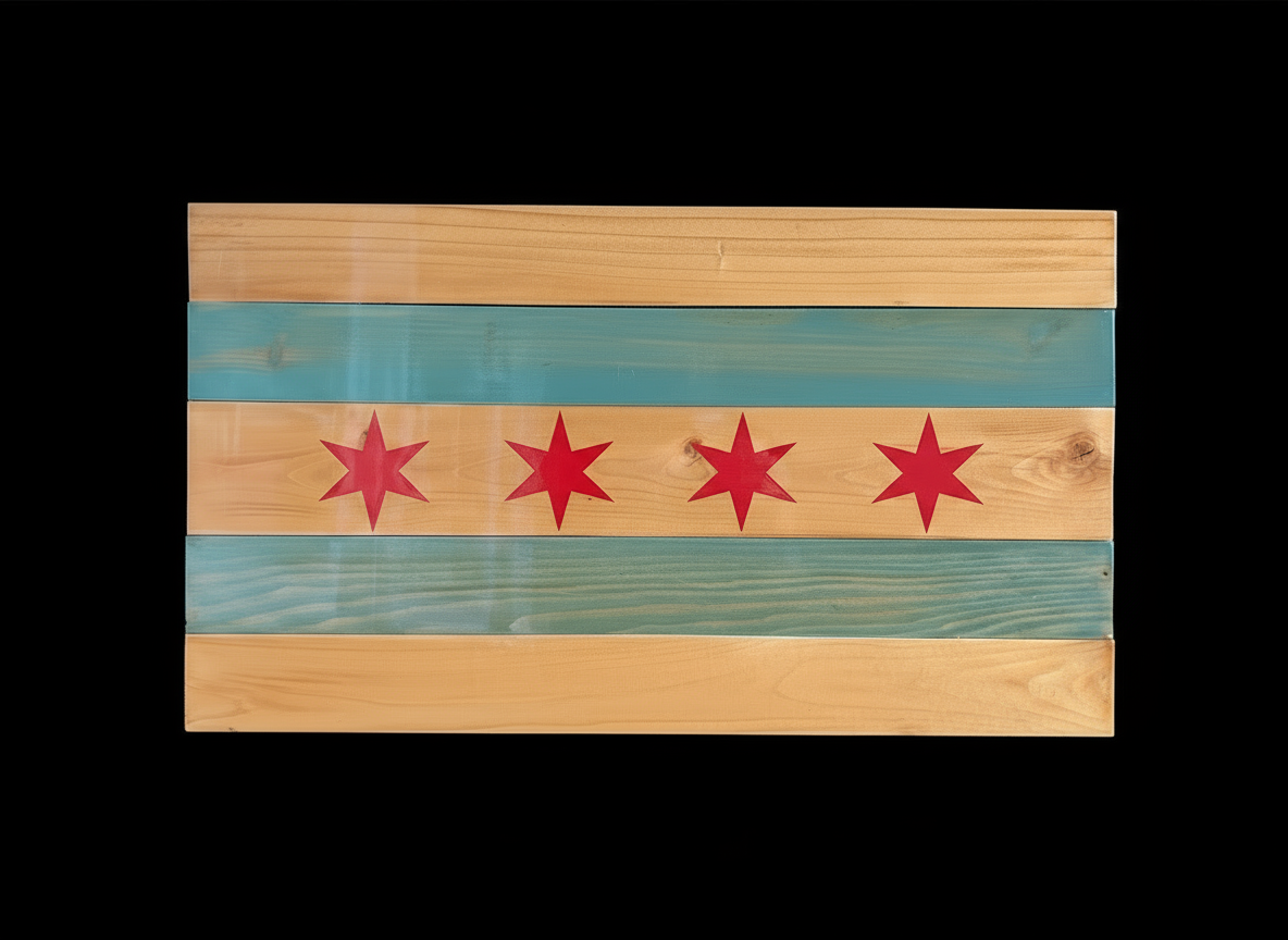 Chicago Wooden Flag Larger and Level