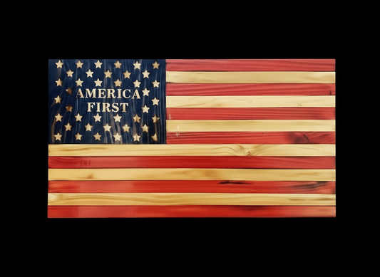 America First Wooden Flag with black background