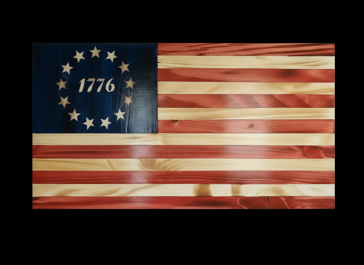 Betsy Ross 1776 American Wooden Flag - Larger