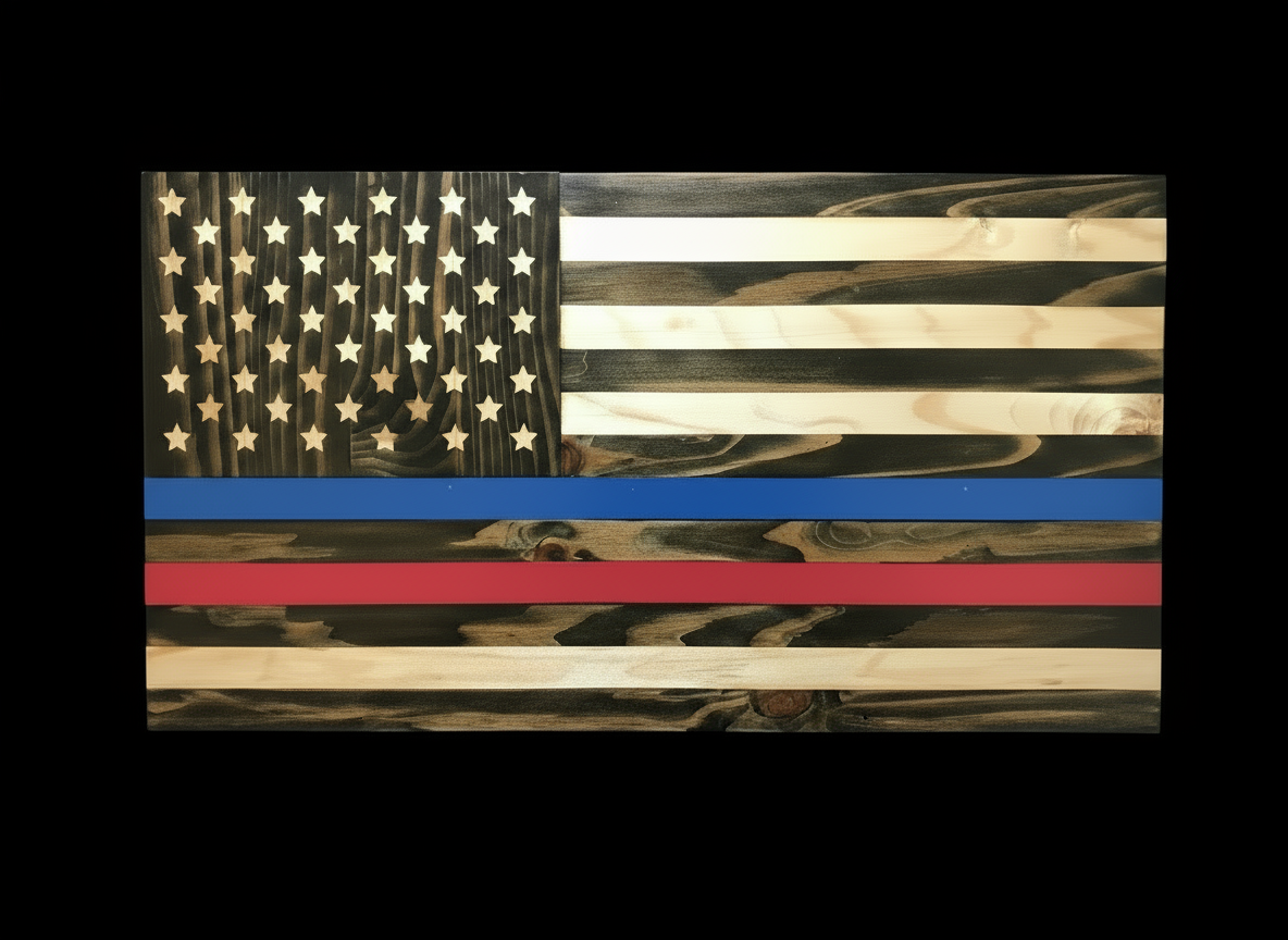 Blue & Red Line American Flag Centered