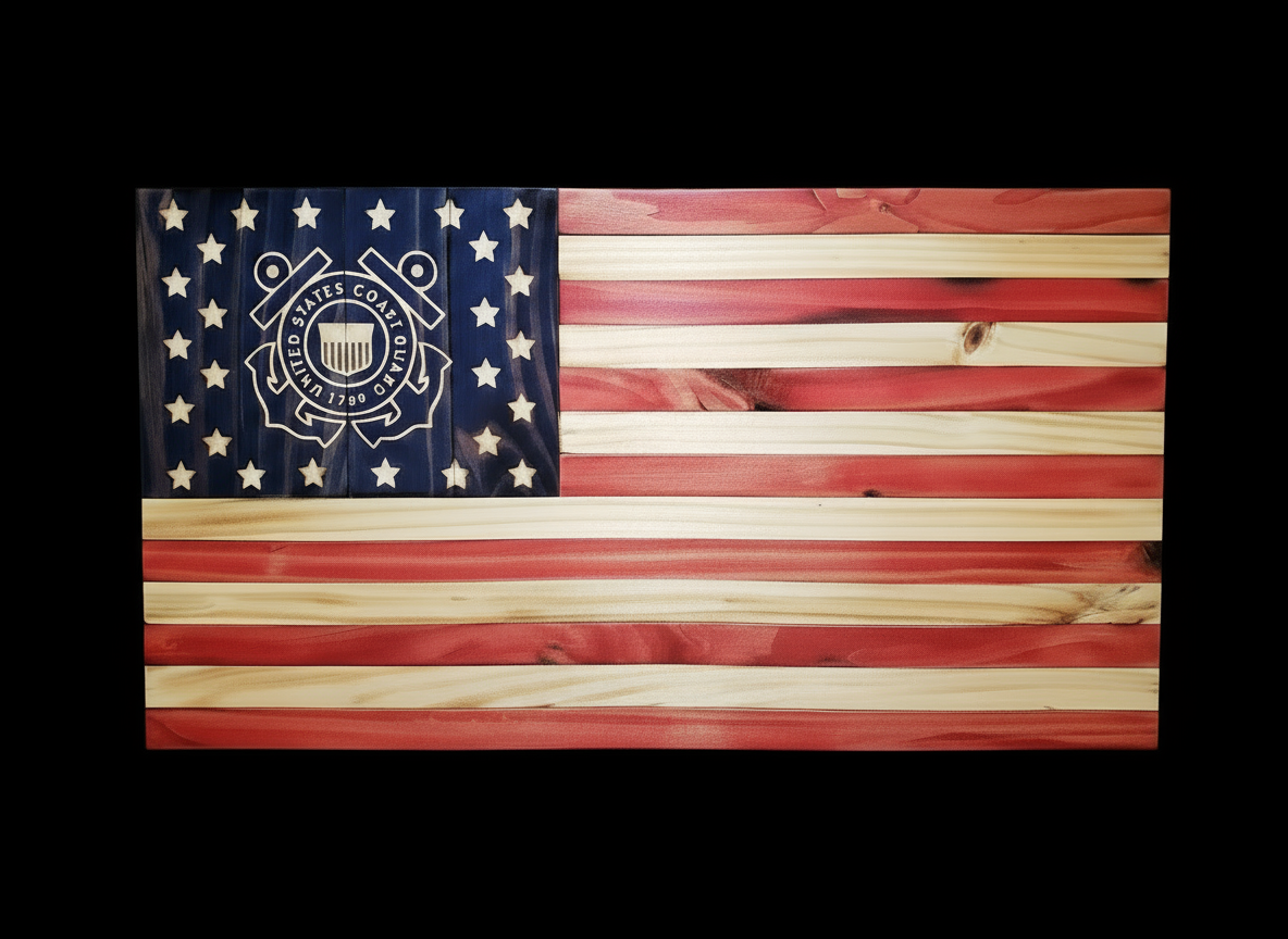 Coast Guard Flag with black background