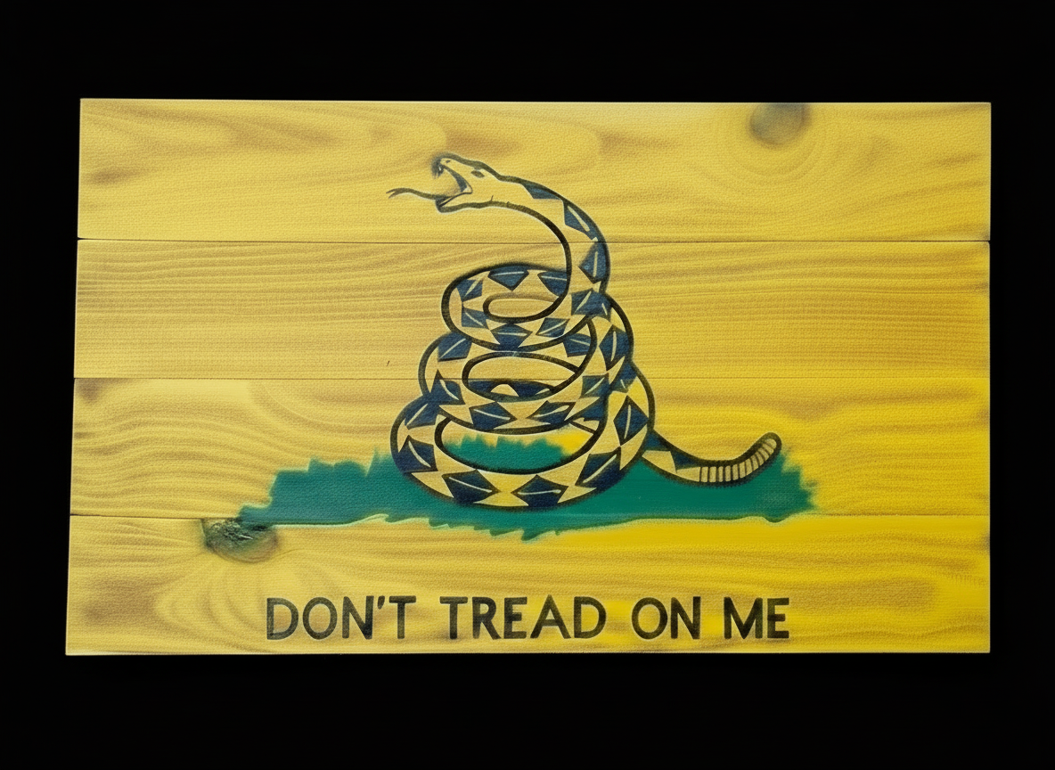 Gadsden Don't Tread on Me Flag larger in frame