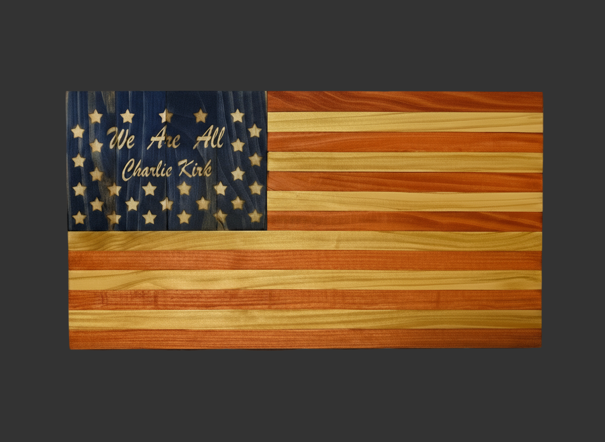 We Are All Charlie Kirk Flag Brick Wall