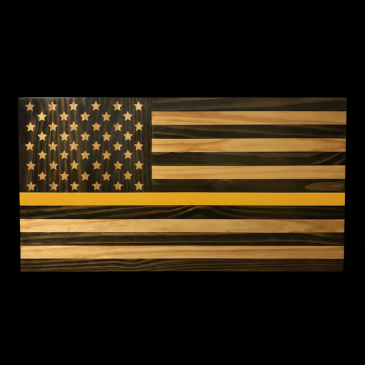 Yellow Line Flag - Black Background